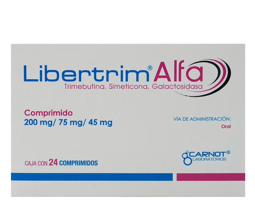Libertrim Alfa Trimebutina 200 mg Simeticona 45 mg con 24 tabletas