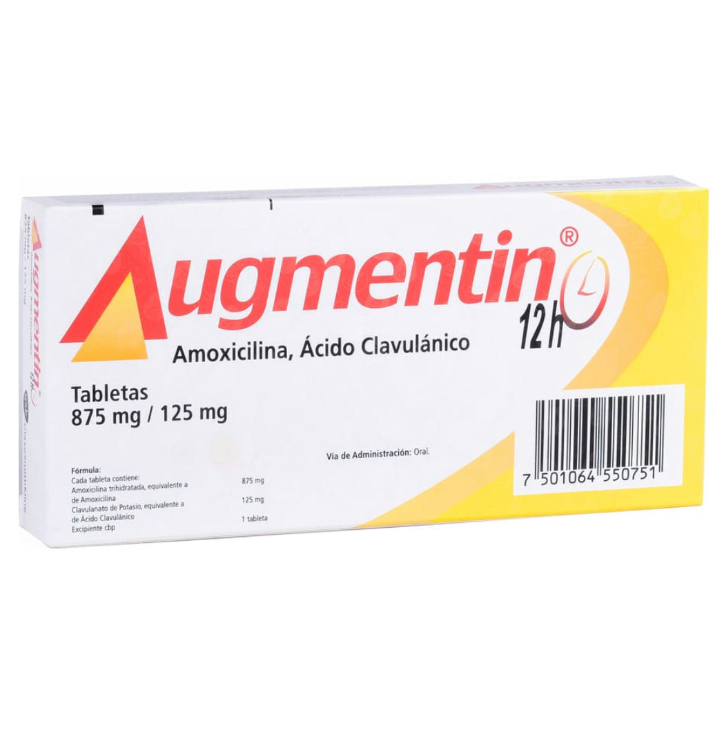 Augmentin Amoxicilina/ácido clavulánico 875/125 mg con 10 tabletas