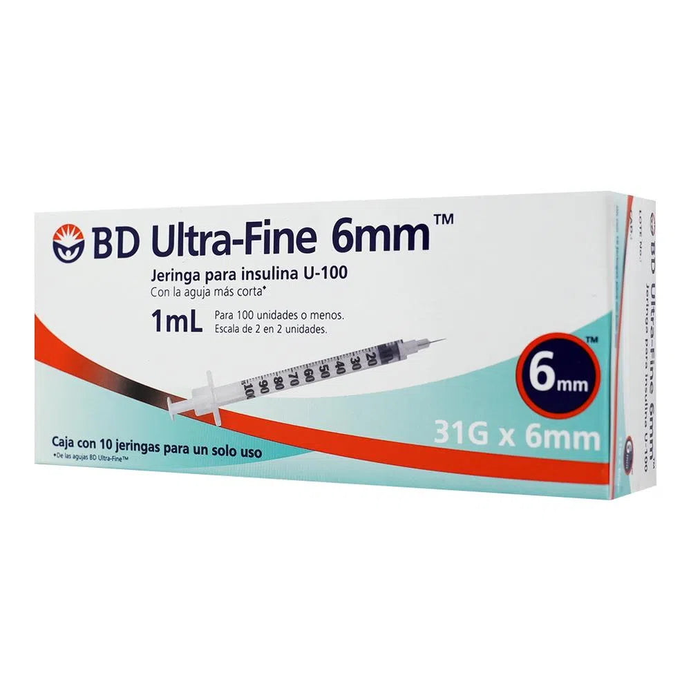 BD Ultra-Fine jeringa para insulina U-100 1 ml 31Gx6mm (10 pzas)