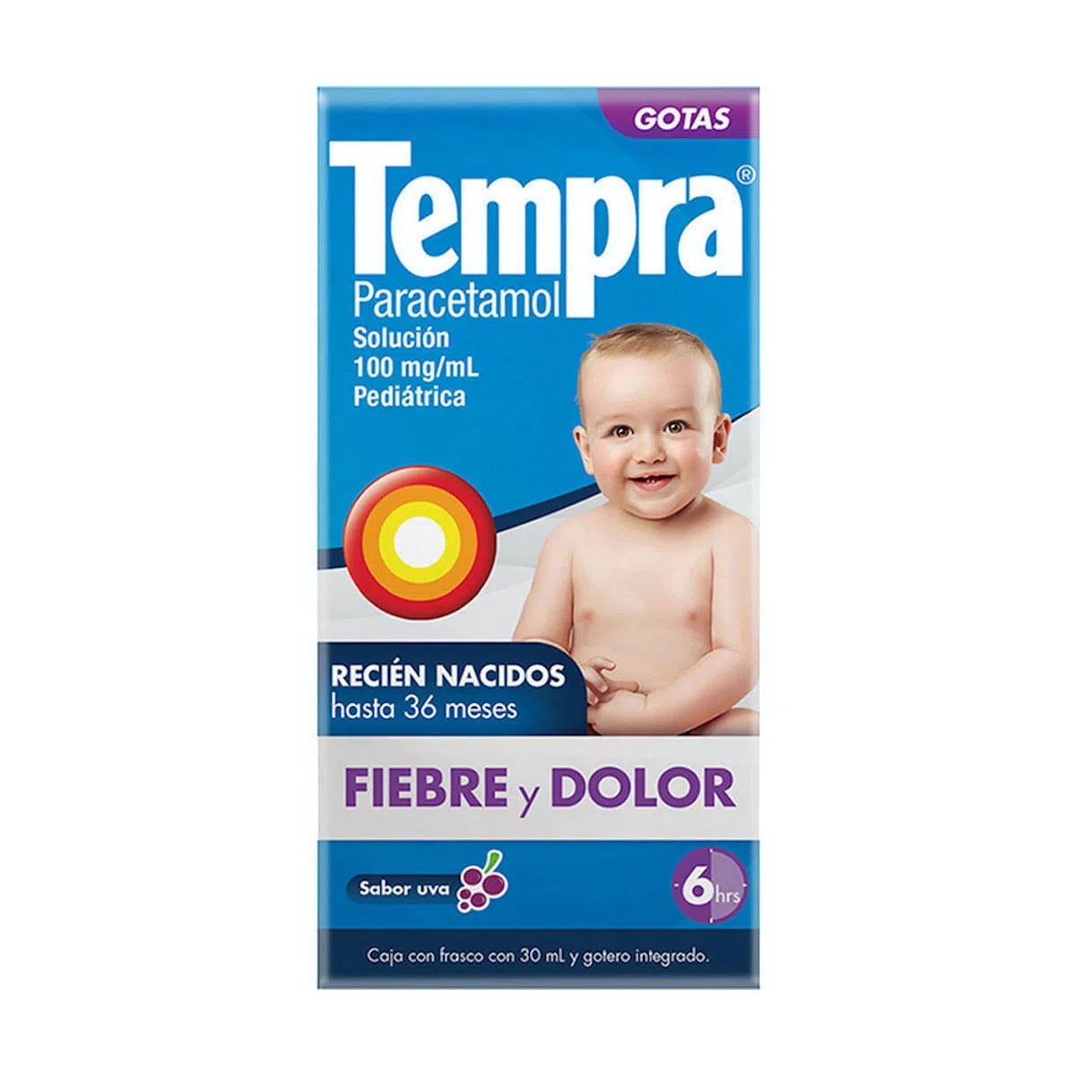 Tempra Pediatrico 100 mg Fiebre Y Dolor Gotas 30 ml