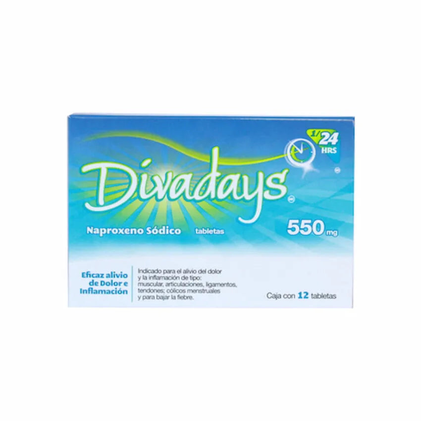 Divadays Naproxeno Sódico 550 Mg 12 Tabletas Genérico Apotex