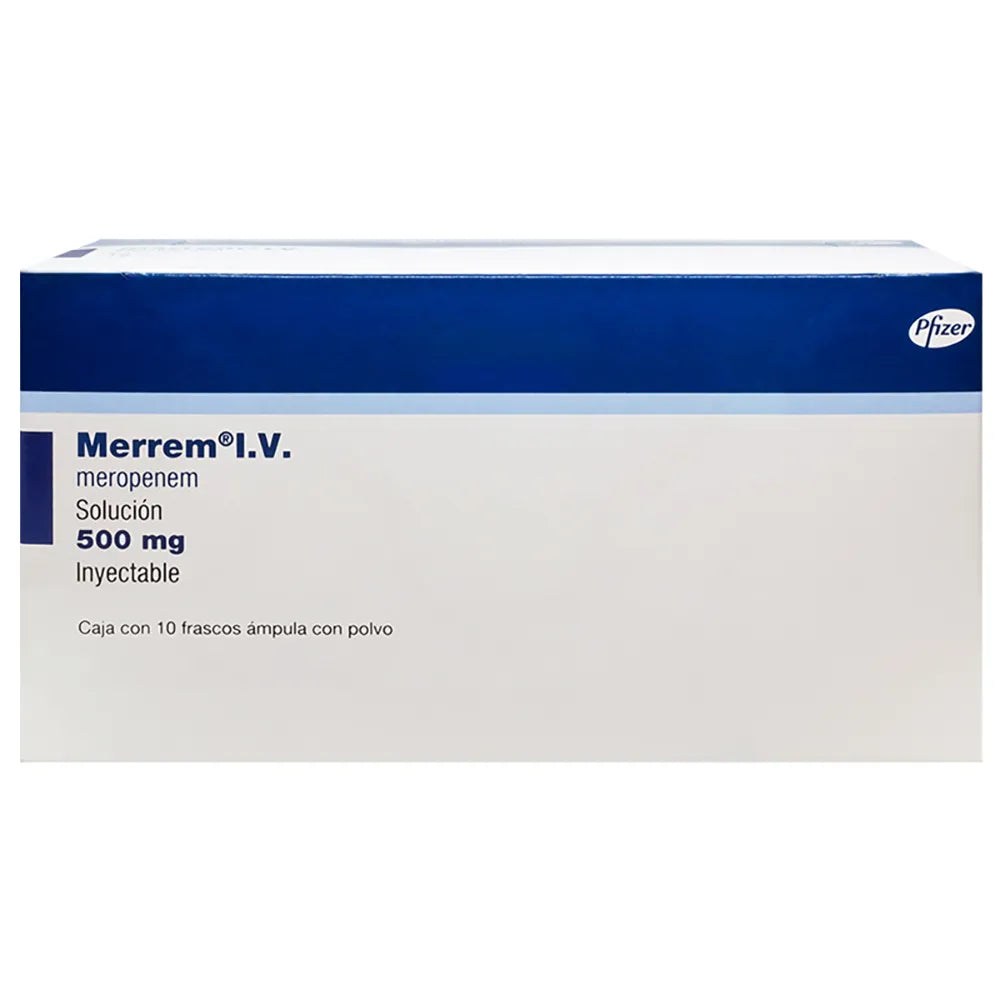 Merrem I.V. (Meropenem) 500 Mg Solución inyectable 10 Frasco Ámpula Con Polvo