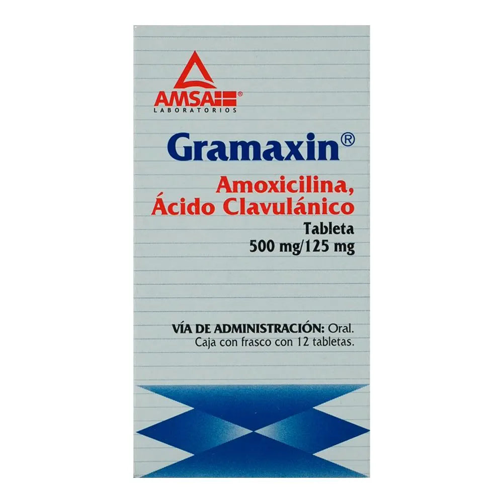 Gramaxin Amoxicilina/Ácido Clavulánico 500/125 Mg 12 Tabletas