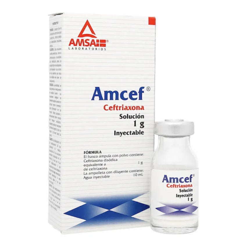 Amcef Ceftriaxona 1 G Solución Inyectable Frasco Ámpula 10 Ml