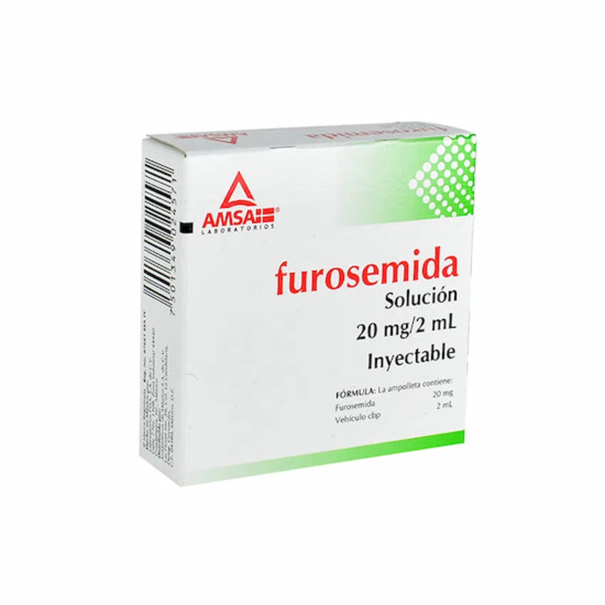 Furosemida 20 Mg Solución Inyectable 5 Ampolletas 2 Ml