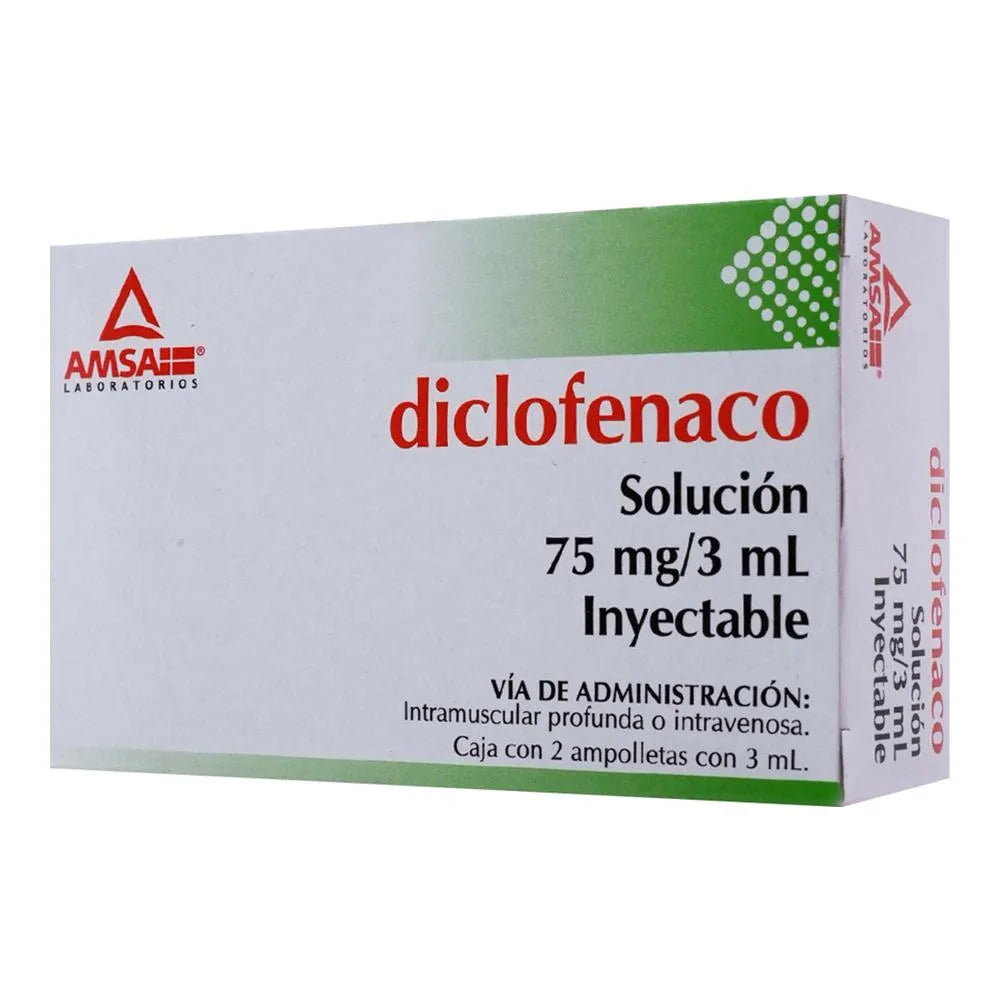 Diclofenaco 75 Mg Solución Inyectable 2 Ampolletas 3 Ml