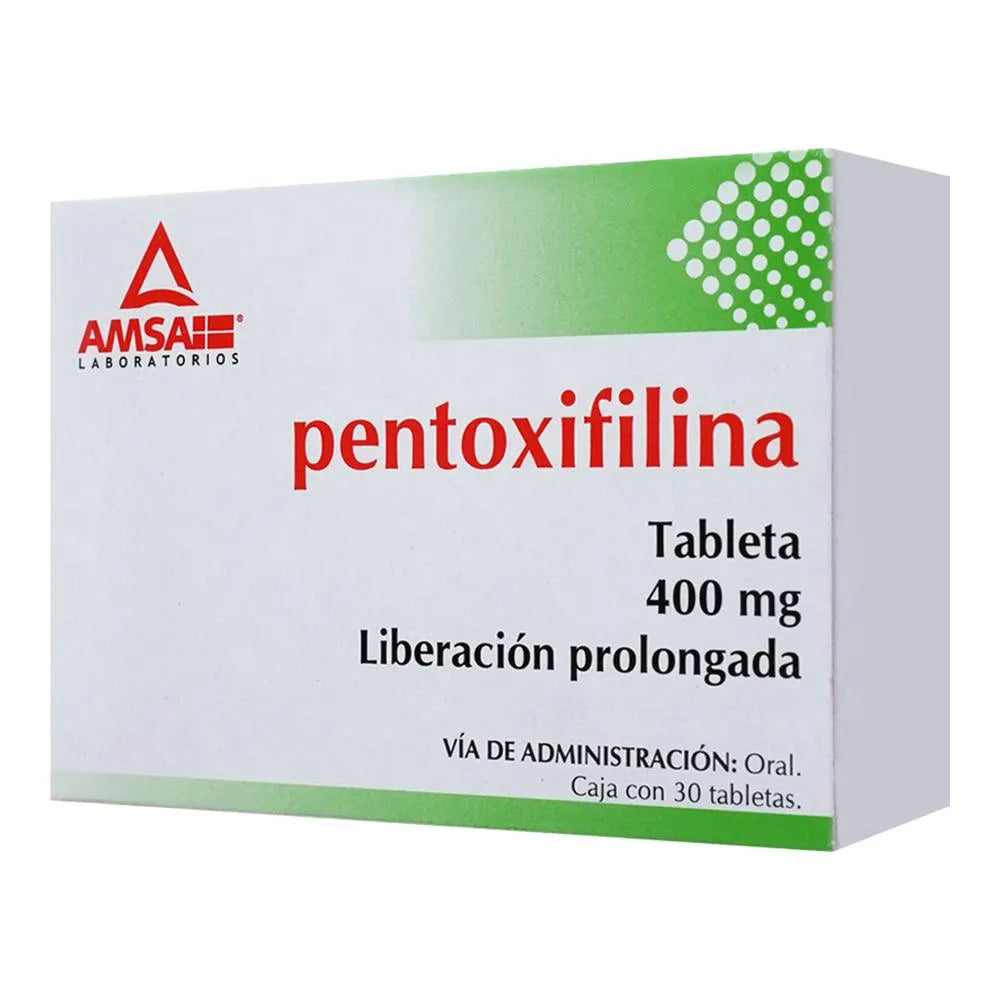 Pentoxifilina Liberación Prolongada 400 Mg 30 Tabletas
