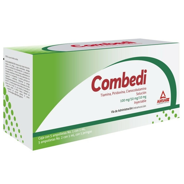 Combedi Tiamina/Piridoxina/Cianocobalamina 100 Mg Solución Inyectable 5 Ampolletas