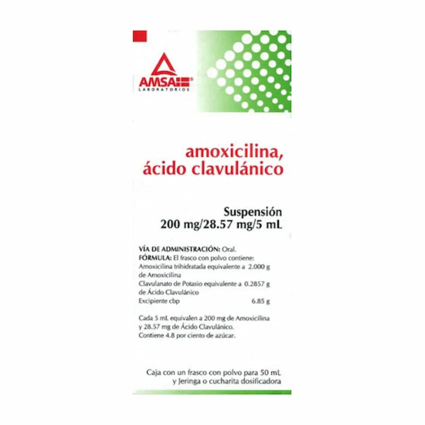 Amoxicilina/Ácido Clavulánico 200/28.57 Mg 50 Ml