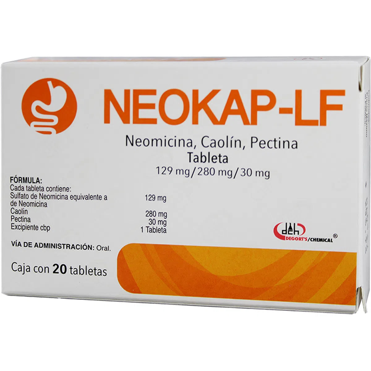 Neokap-Lf Neomicina/Caolín/Pectina 129/280/30 Mg 20 Tabletas