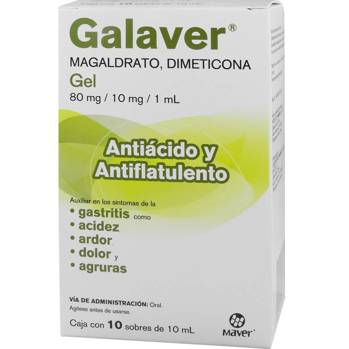 Galaver Magaldrato/Dimeticona 80 Mg Gel 10 Sobres 10 Ml