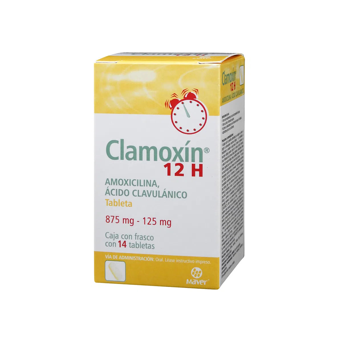 Clamoxin 12 H Amoxicilina/Ácido Clavulánico 875/125 Mg 14 Tabletas