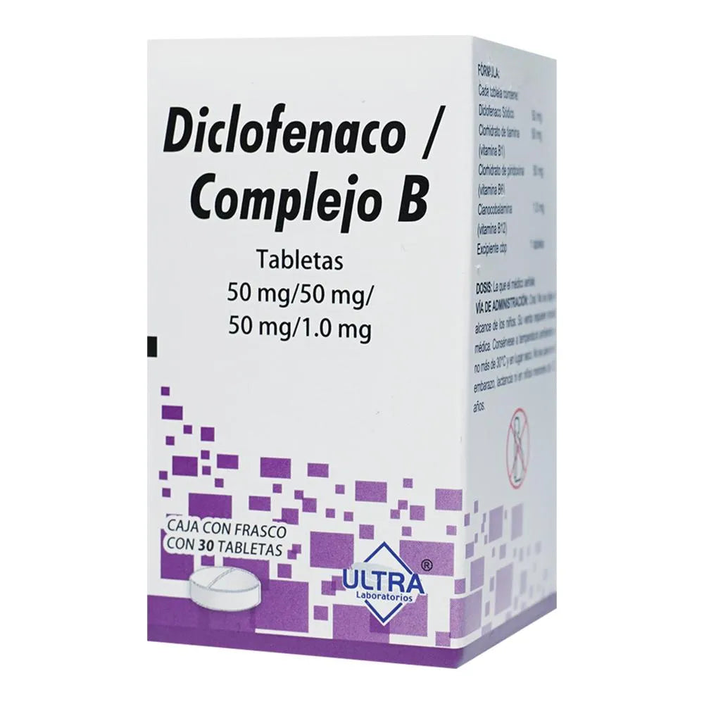 Diclofenaco/Complejo B 50/1 Mg 30 Tabletas
