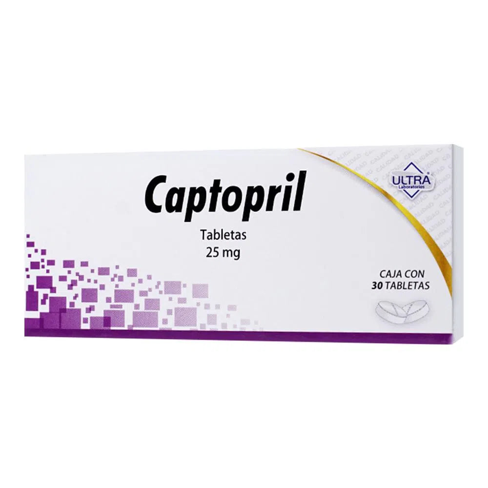 Captopril 25 Mg 30 Tabletas