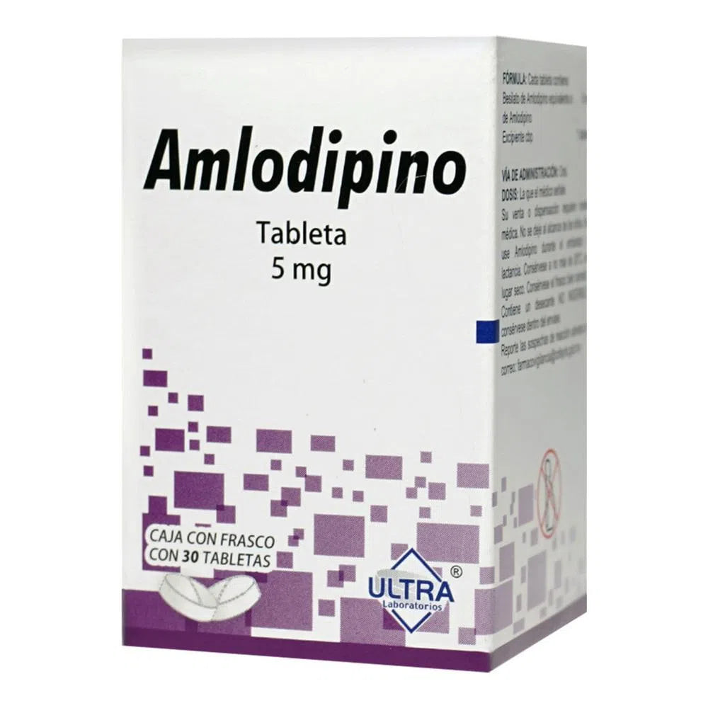 Amlodipino 5 Mg Frasco 30 Tabletas