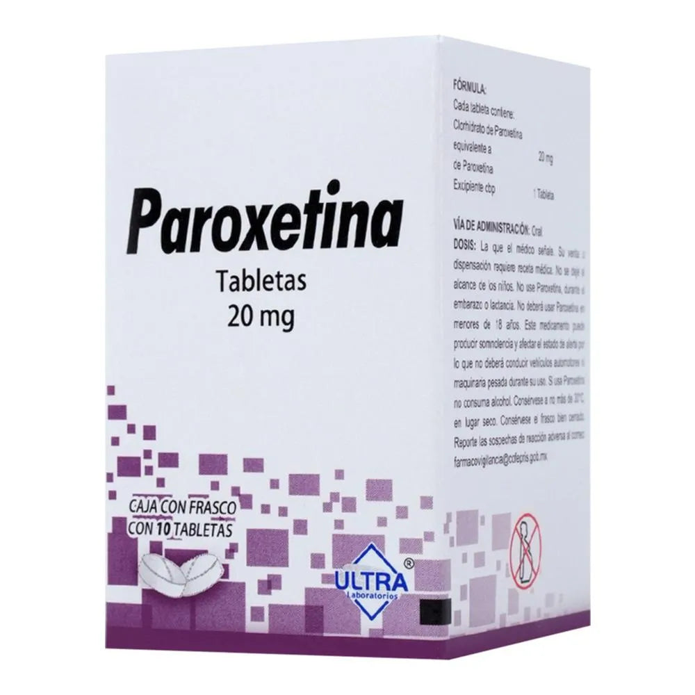 Paroxetina 20 Mg 10 Tabletas Genérico