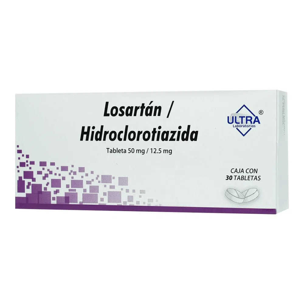 Losartán/Hidroclorotiazida 50/12.5 Mg 30 Tabletas