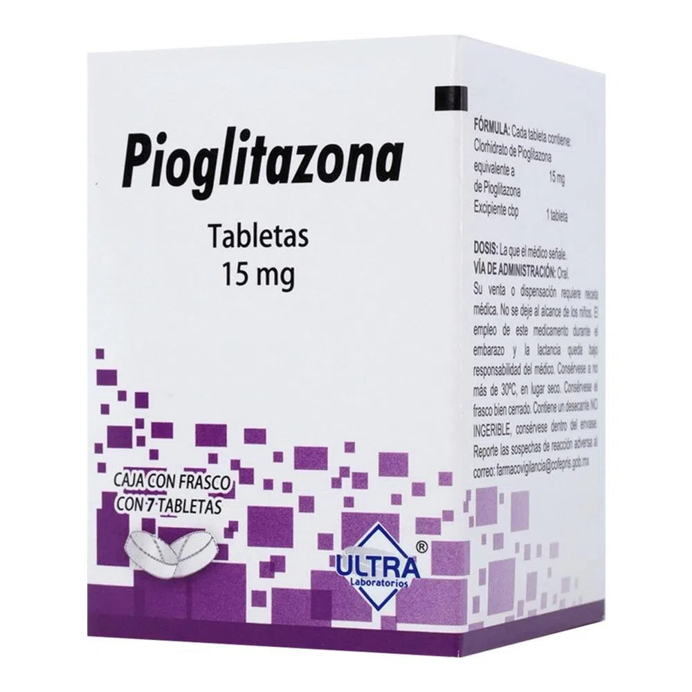 Pioglitazona 15 mg con 7 tabletas