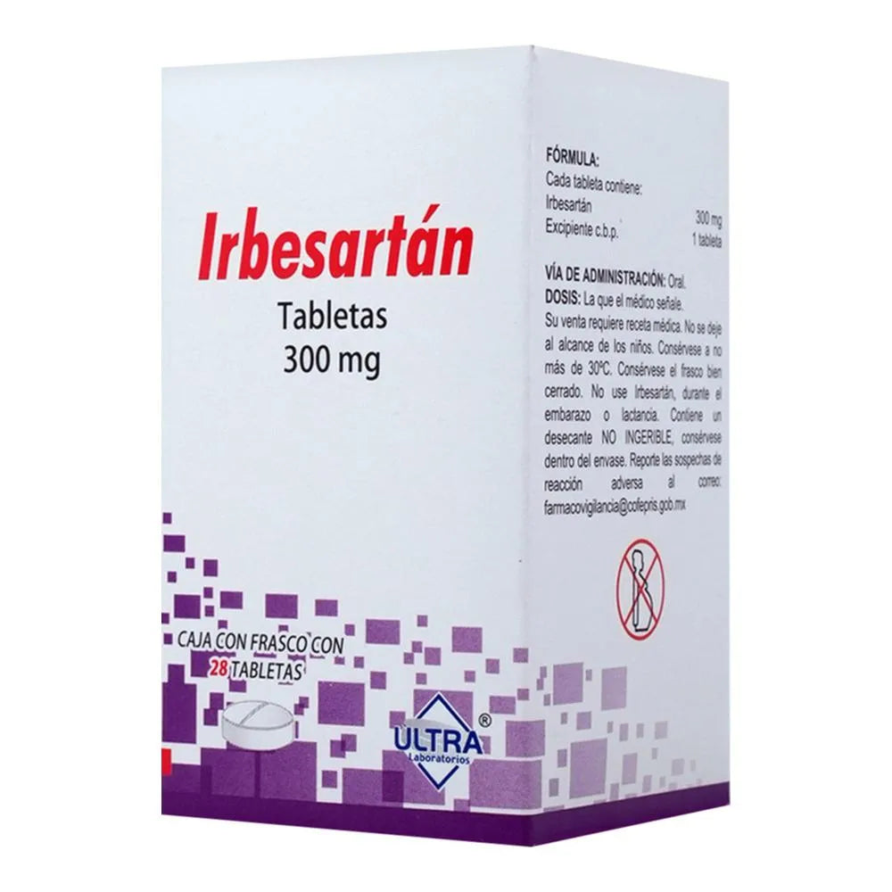 Irbesartan 300 Mg 28 Tabletas