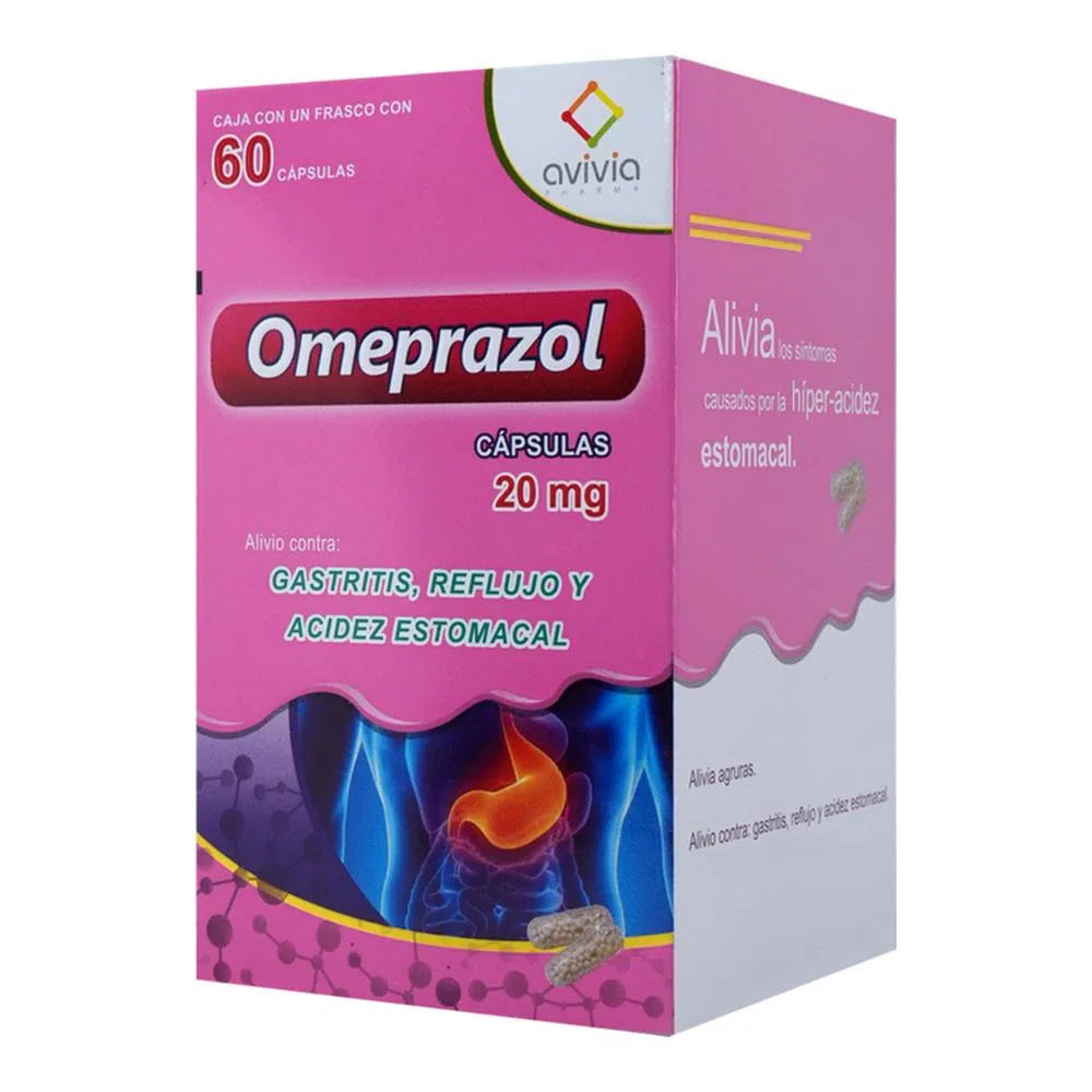 Omeprazol 20 Mg Frasco 60 Cápsulas Avivia