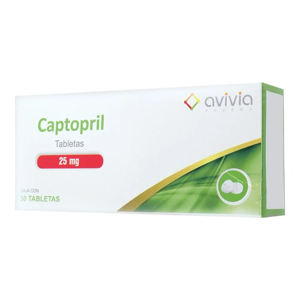 Captopril 25 mg con 30 tabletas