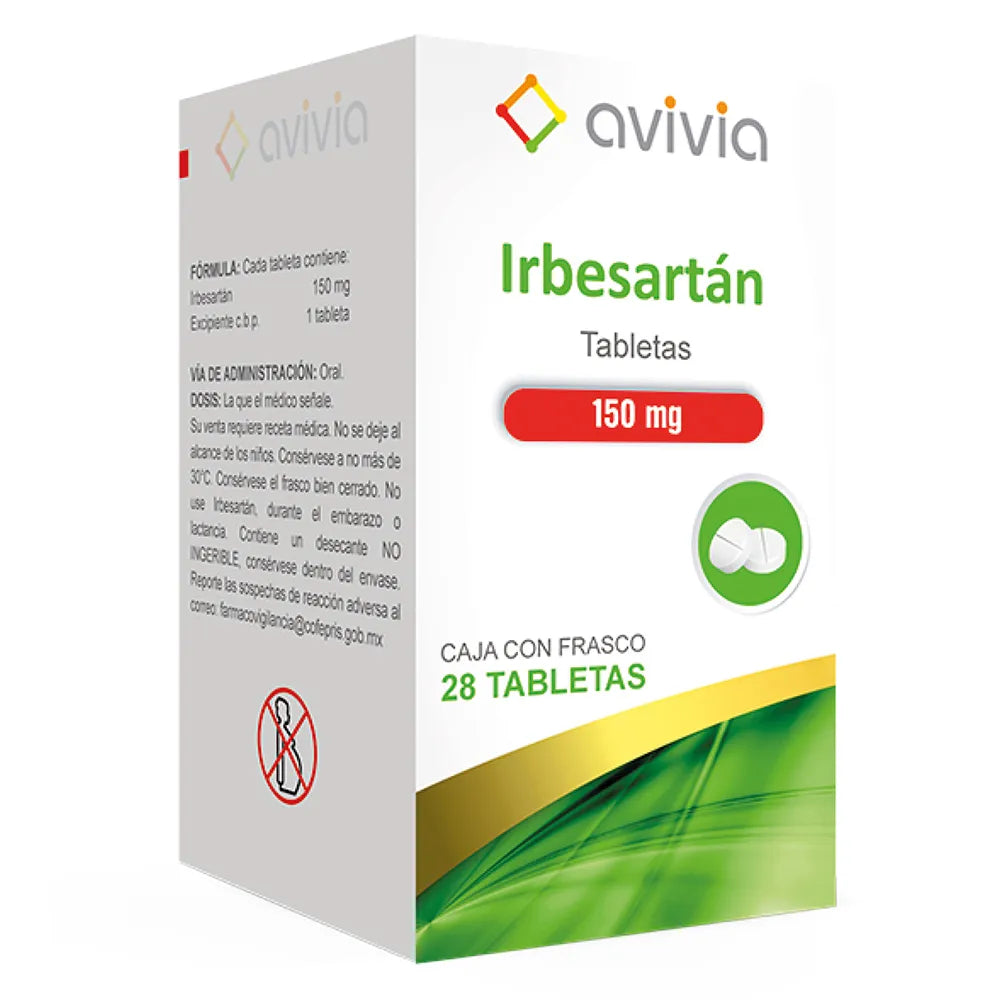 Irbesartán 150 Mg Frasco 28 Tabletas