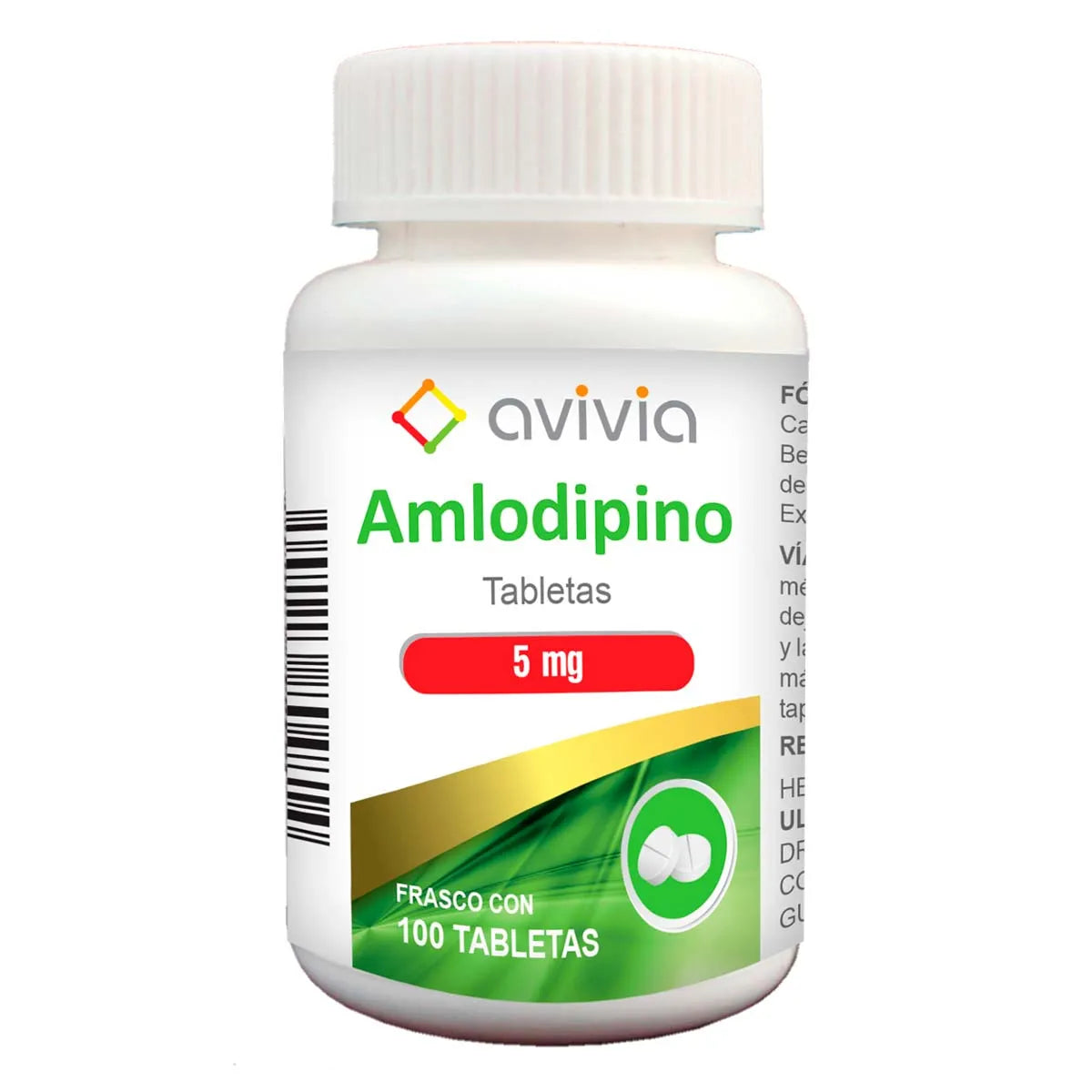 Amlodipino 5 Mg Frasco 100 Tabletas