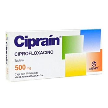 Cipraín Ciprofloxacino 500 Mg 10 Tabletas