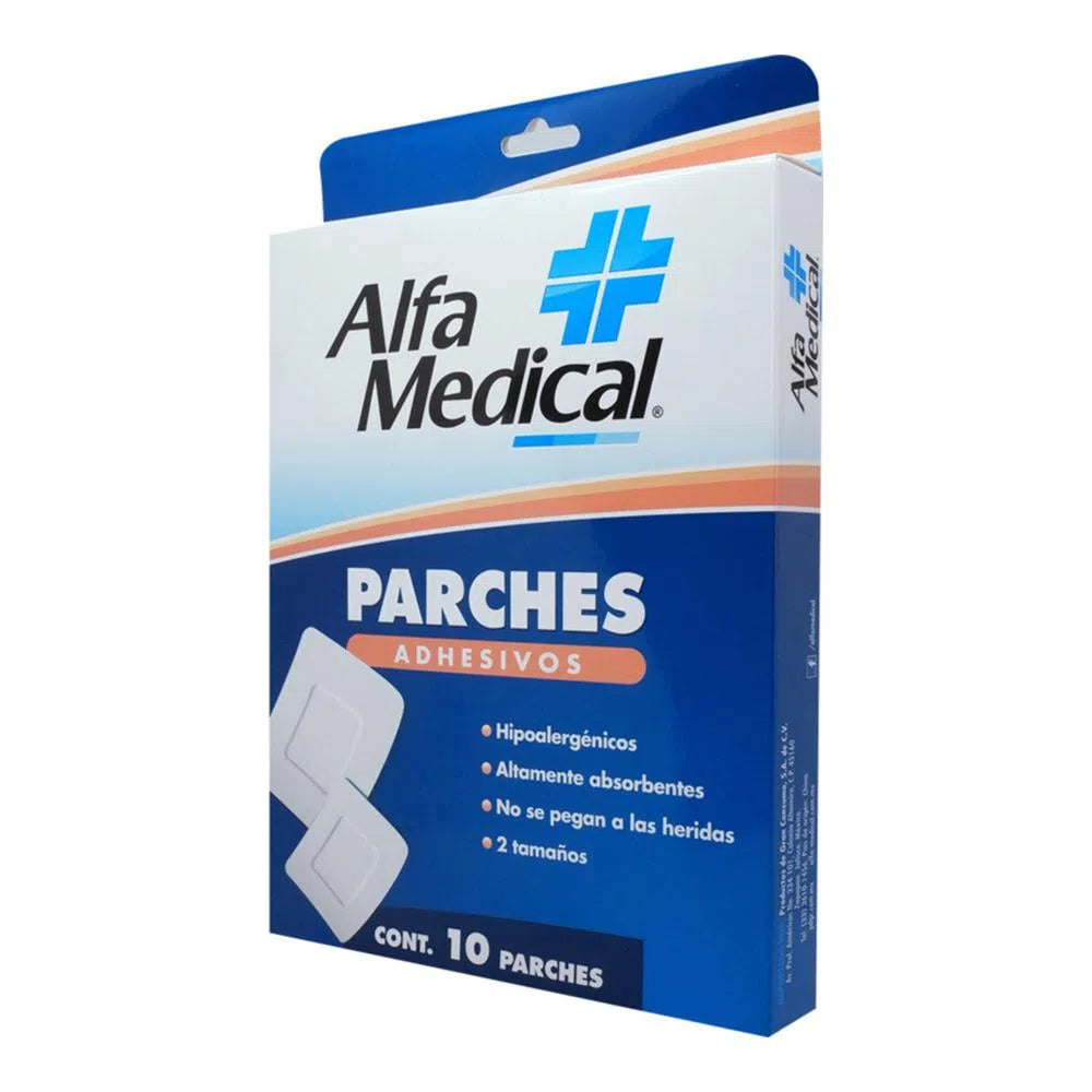 Parches Alfa Medical Adhesivo 2 Tamaños Blanco 10 Piezas