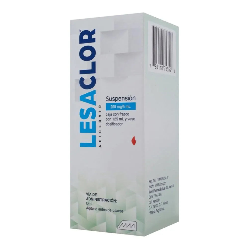 Lesaclor. Aciclovir 200 mg Suspensión 125 ml