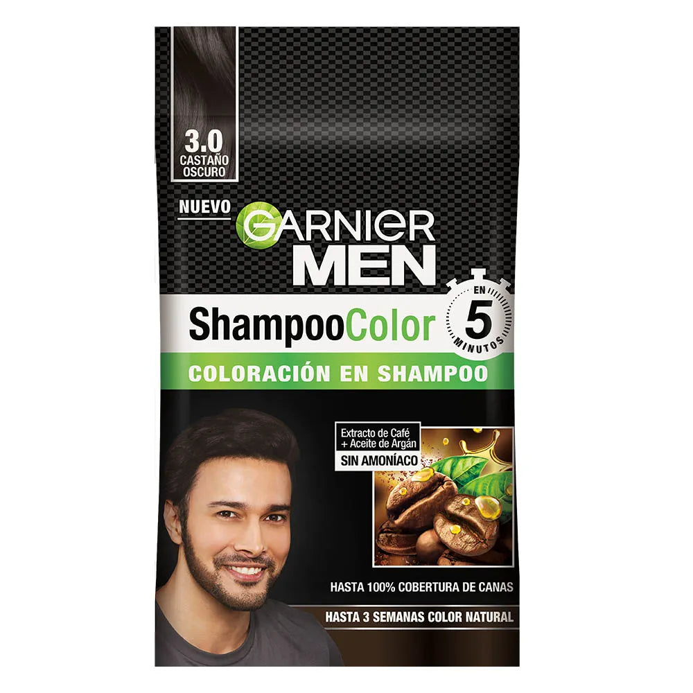 Shampoo Garnier Men Color 3.0 Castaño Oscuro