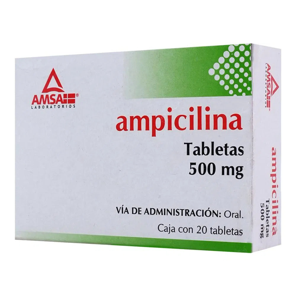 Ampicilina 500 mg con 20 Tabletas