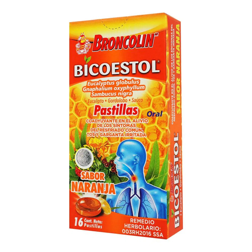 Broncolin Bicoestol Naranja 16 Pastillas