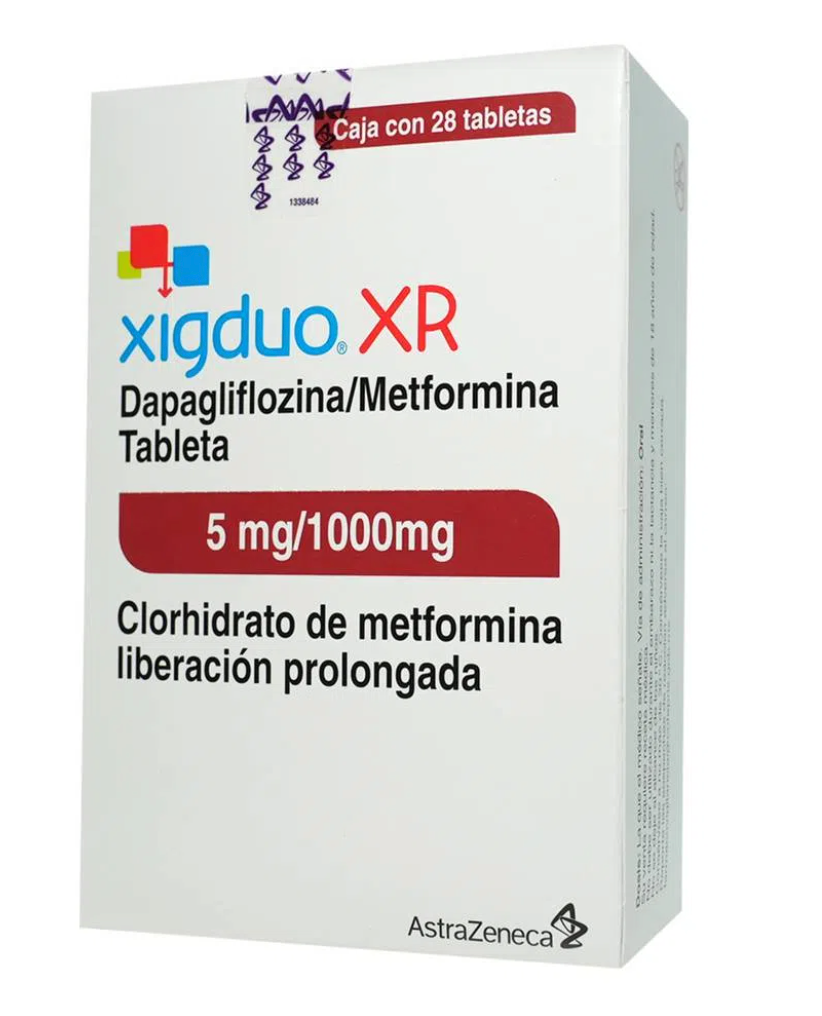 Xigduo XR Dapagliflozina/Metformina 5/1000 mg con 28 tabletas