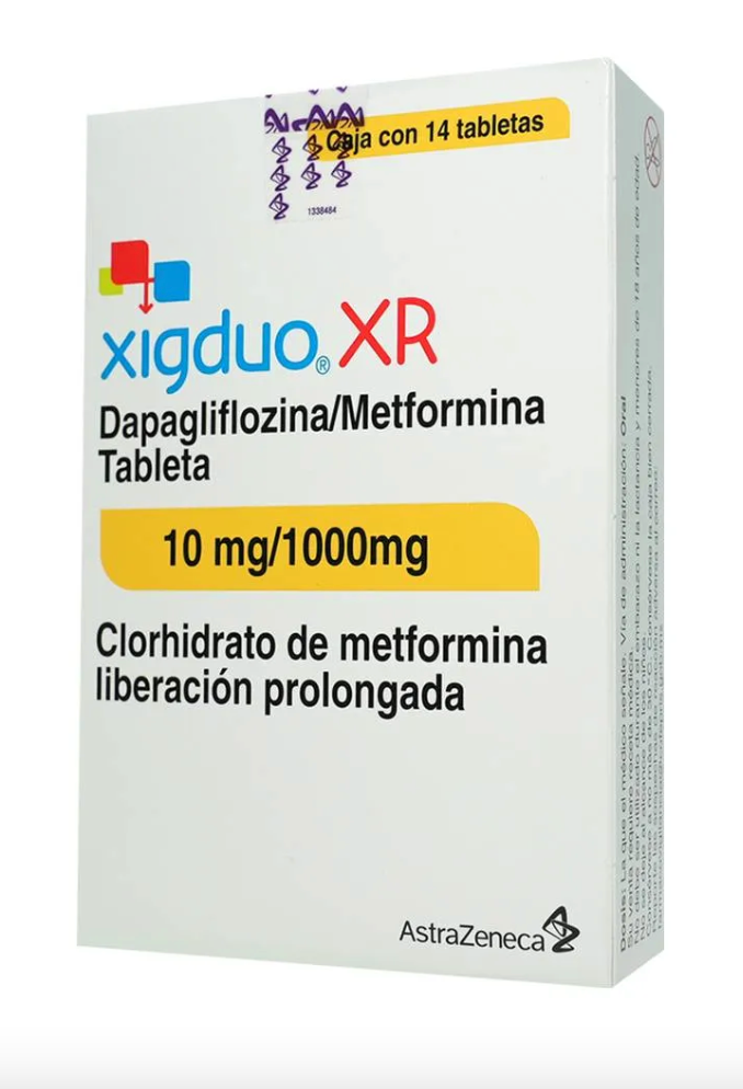 Xigduo XR Dapagliflozina/Metformina 10/1000 mg con 14 tabletas