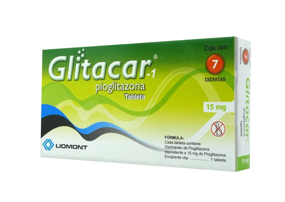 Glitacar-1 Pioglitazona 15 mg con 7 tabletas