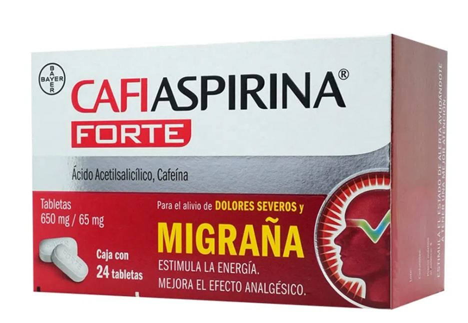 Cafiaspirina Forte Acido Acetilsalicílico/Cafeína 650/65 mg con 24 tabletas