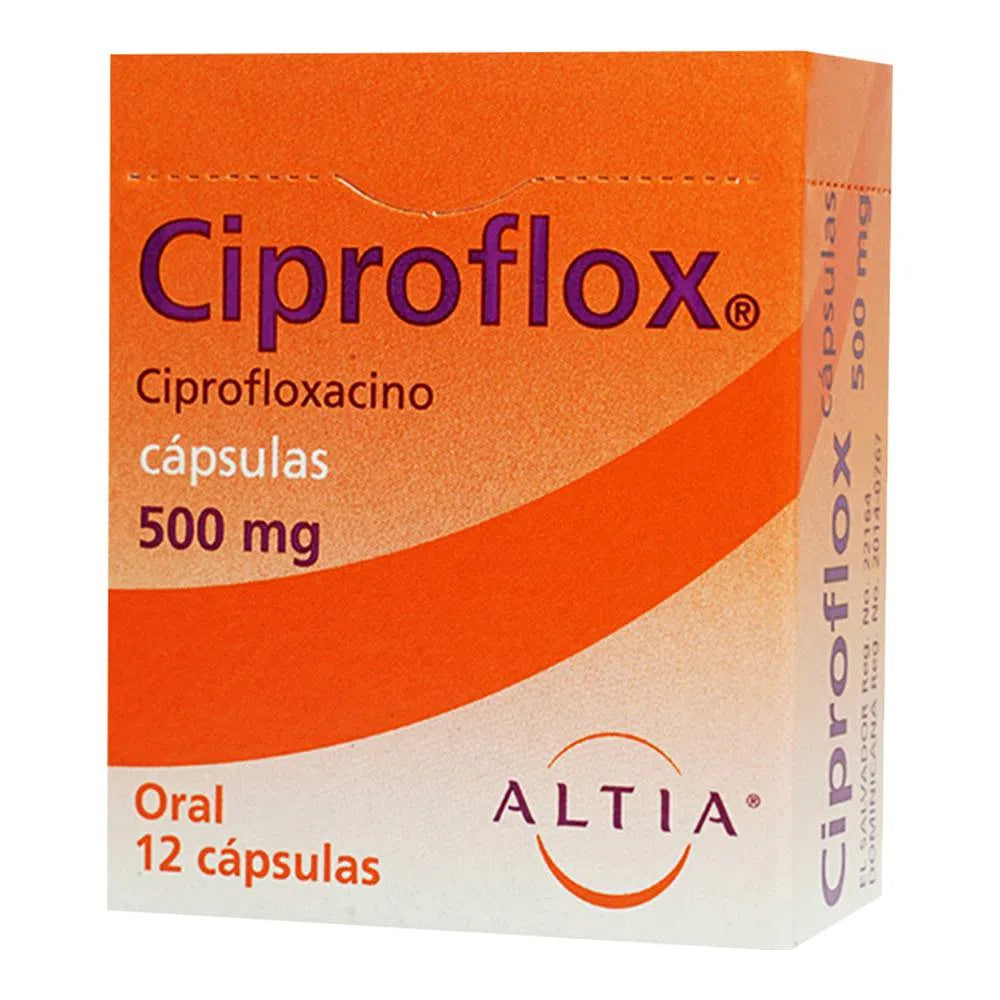 Ciproflox Ciprofloxacino 500 mg con 12 cápsulas