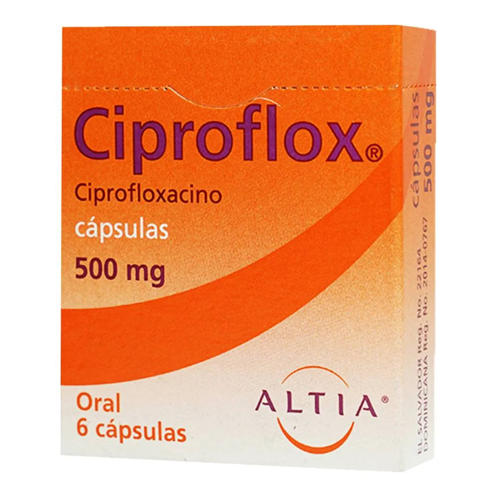 Ciproflox Ciprofloxacino 500 mg con 6 cápsulas
