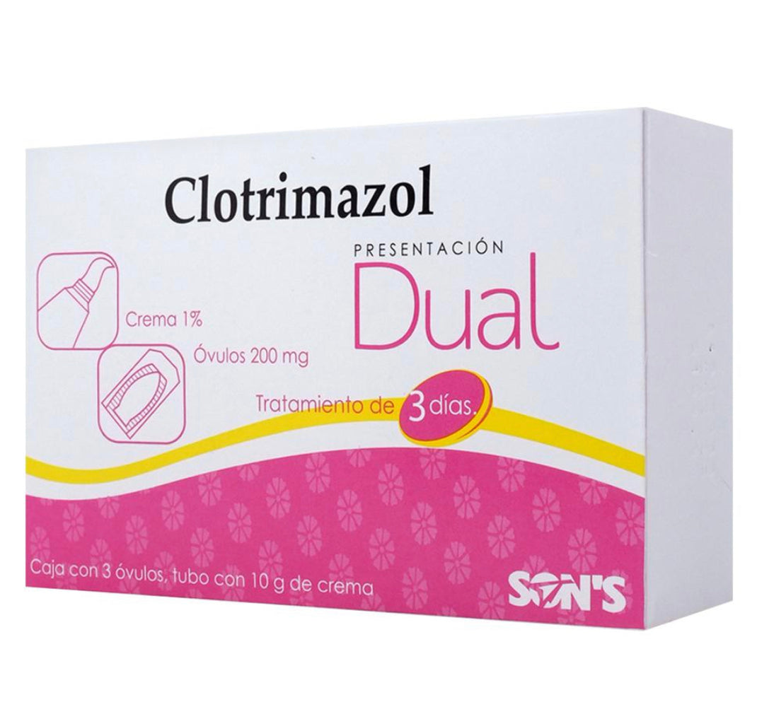 Clotrimazol Dual 3 dias. Crema 10 G y 3 Ovulos 200 mg