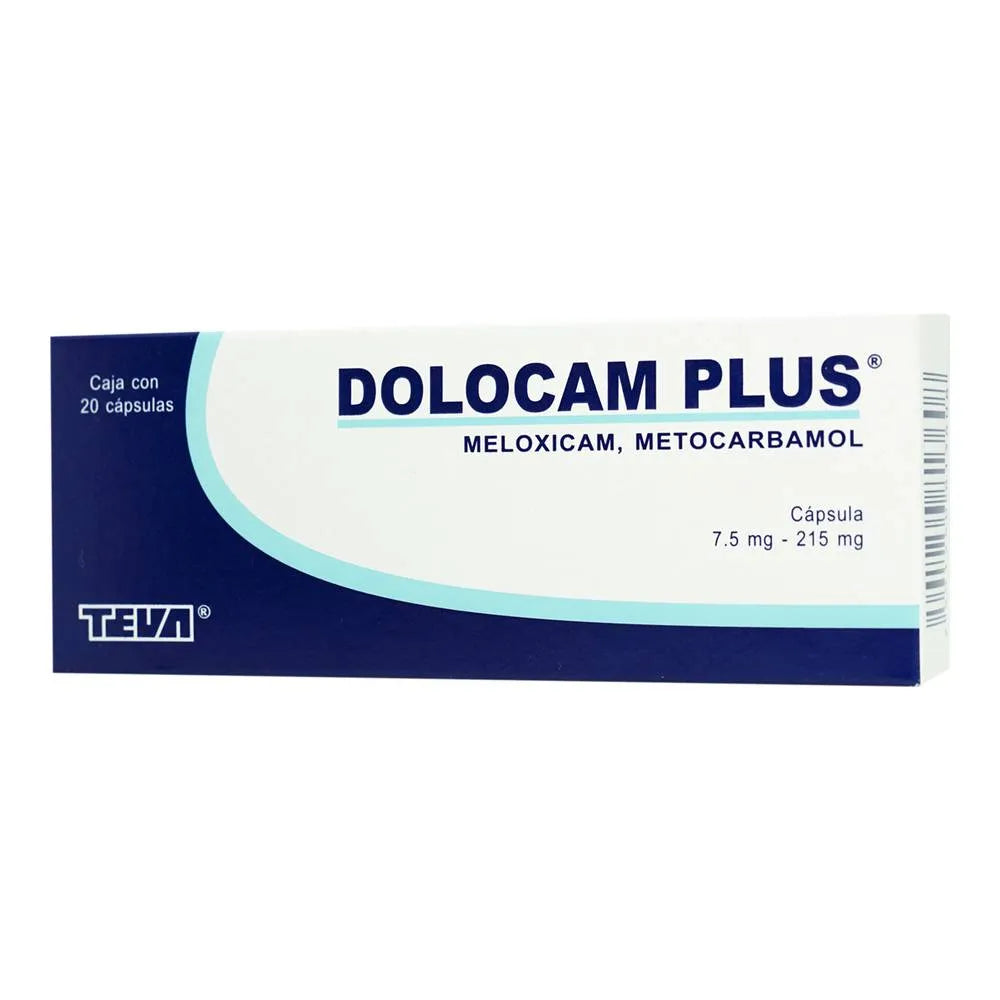 Dolocam Plus Meloxicam/Metocarbamol 7.5mg/215mg con 20 cápsulas