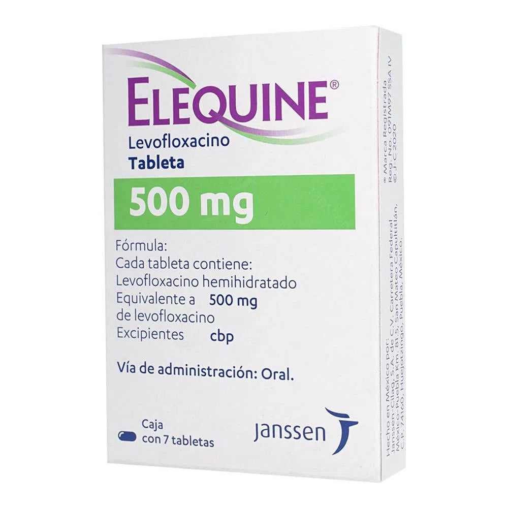 Elequine Levofloxacino 500 mg con 7 tabletas