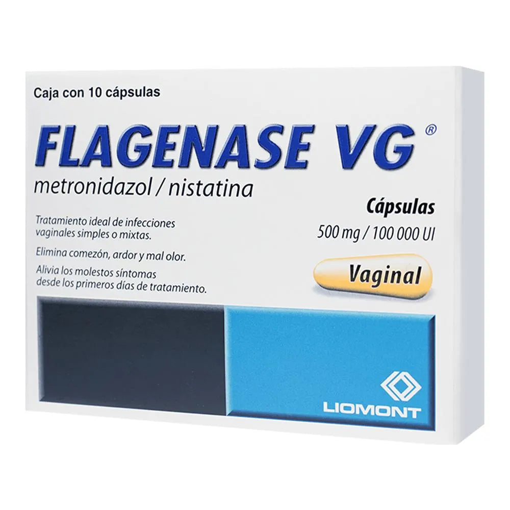 Flagenase VG 500 Mg/ 100000 Ui 10 Vaginal con Cápsulas