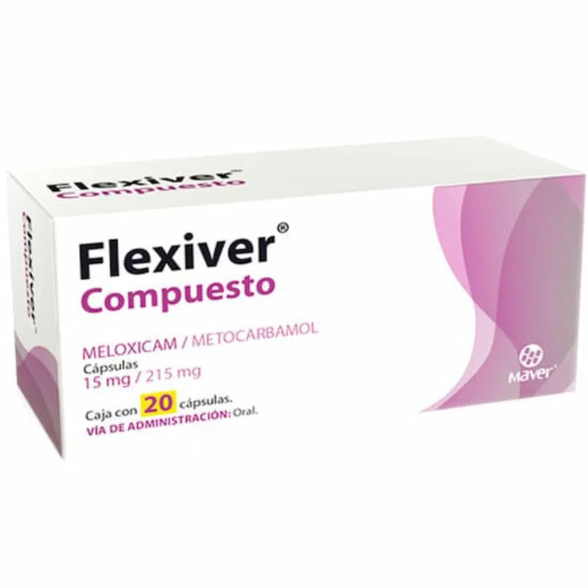 Flexiver Compuesto Meloxicam/Metocarbamol 15mg/215mg con 20 cápsulas