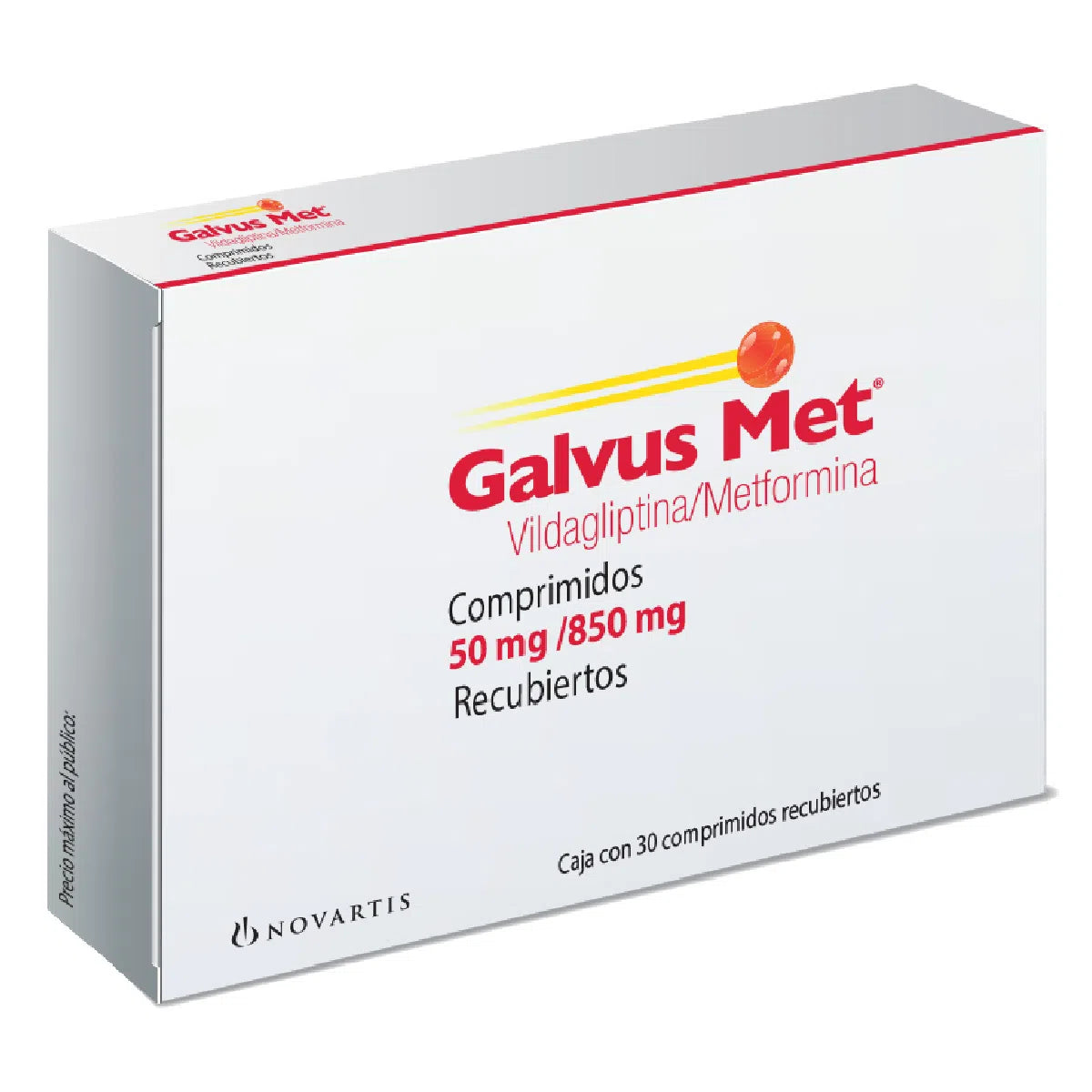 Galvus Met Metformina, Vidagliptina 850/50 mg con 30 comprimidos