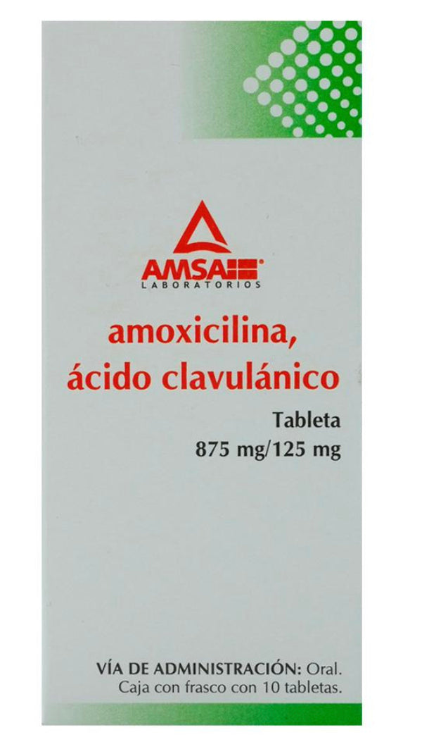 Amoxicilina / ácido clavulánico 875/125 mg  con 10 tabletas