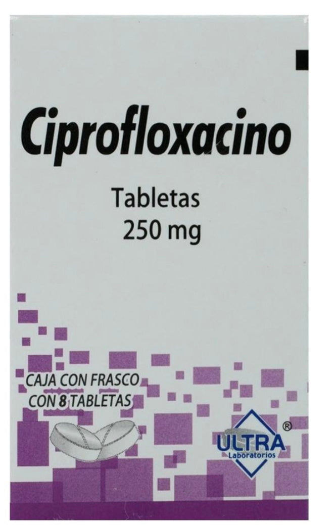 Ciprofloxacino 250 mg con 8 tabletas