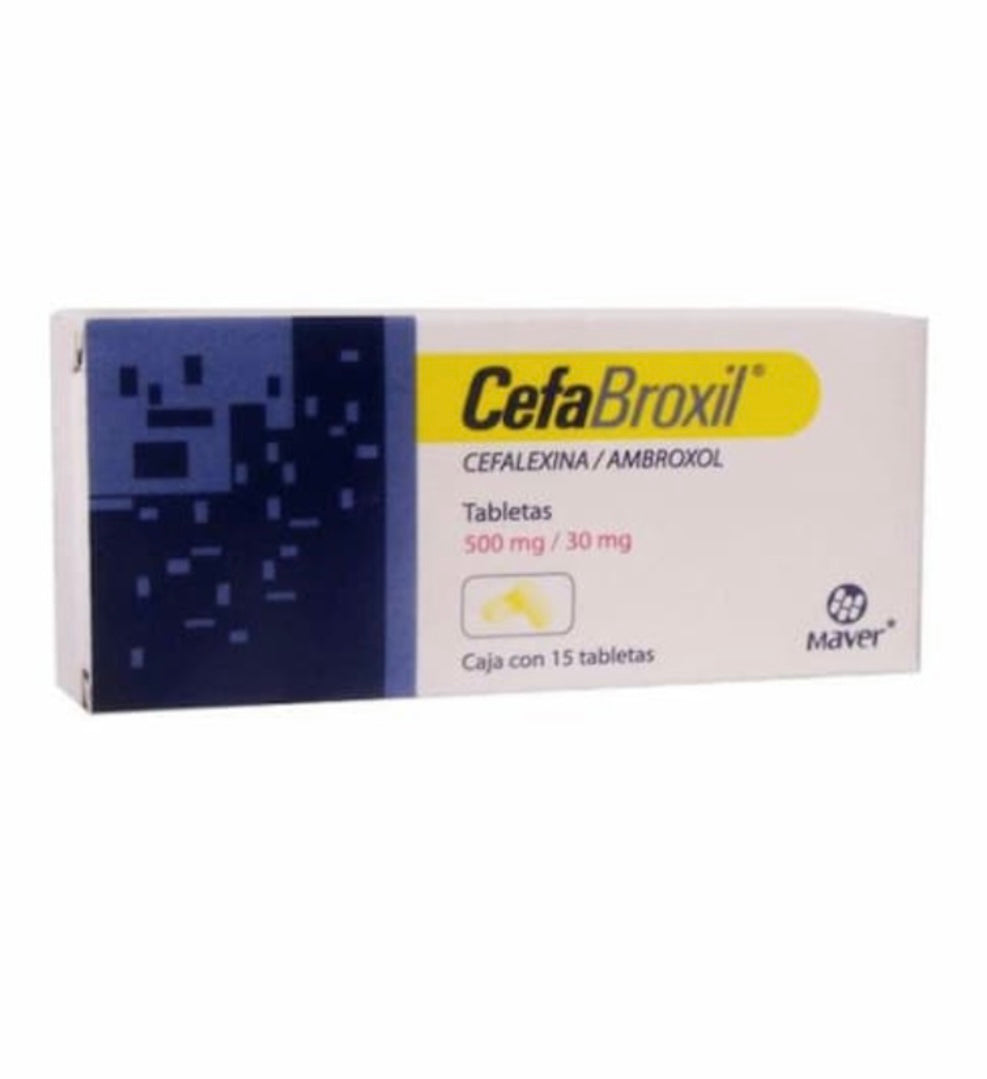 Cefalexina, ambroxol 500/30 mg con 15 tabletas