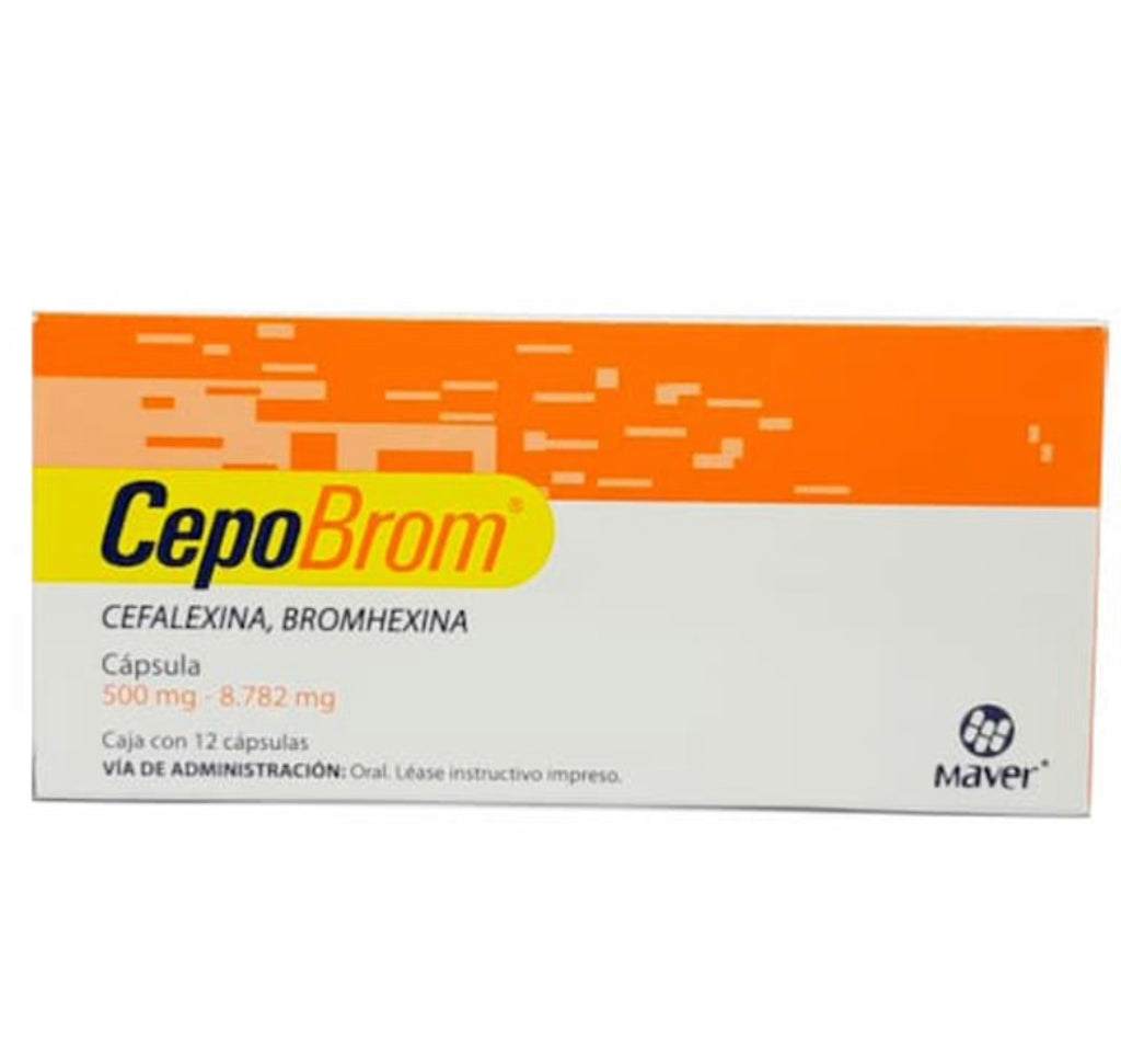 Cefalexina, bromhexina 500 mg con 12 cápsulas