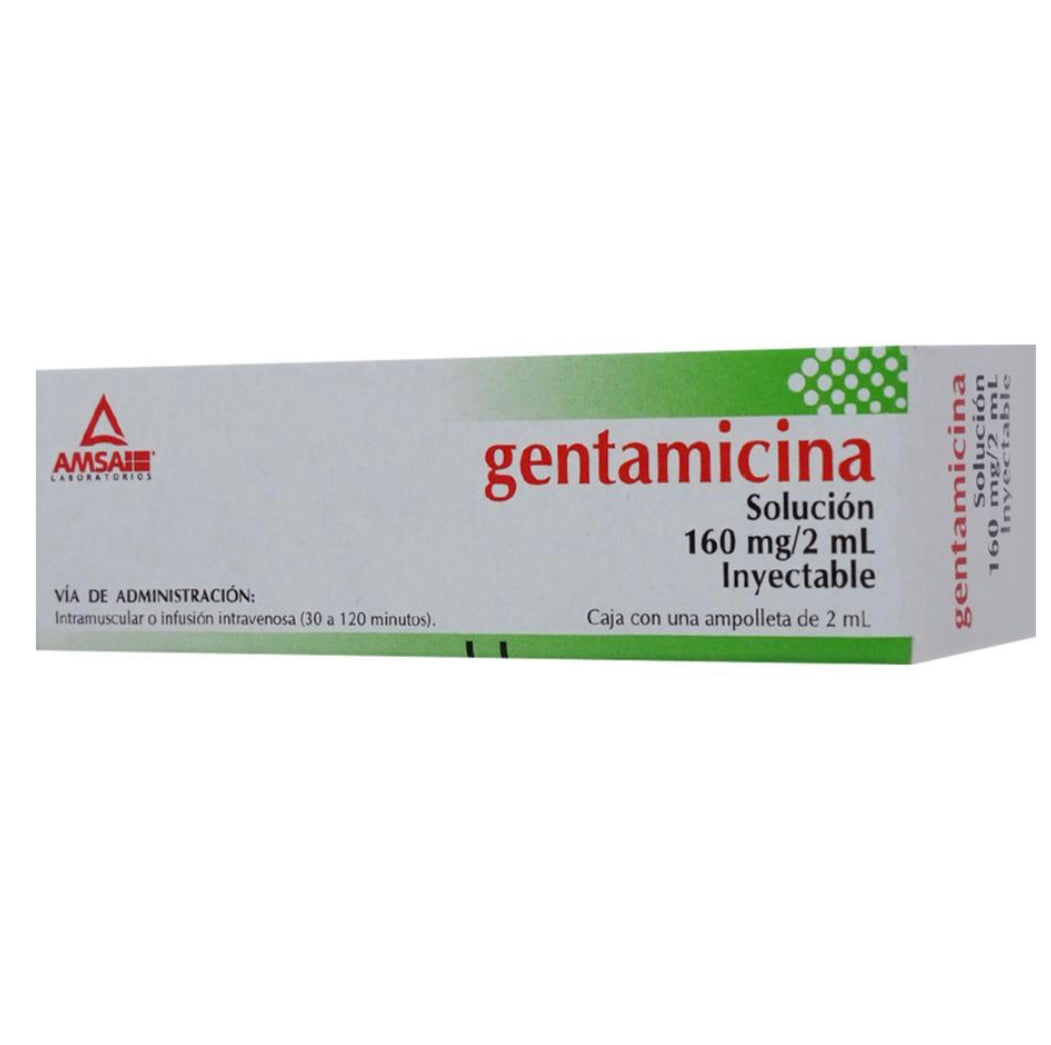 Gentamicina 160 mg Caja con una ampolleta de 2 ml